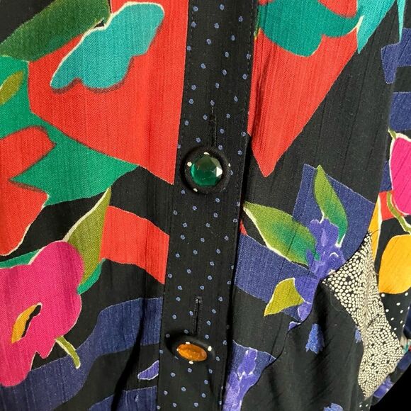 Carole Little Vintage Patchwork Cardigan Vivid Fun Size 6 - Picture 8 of 9